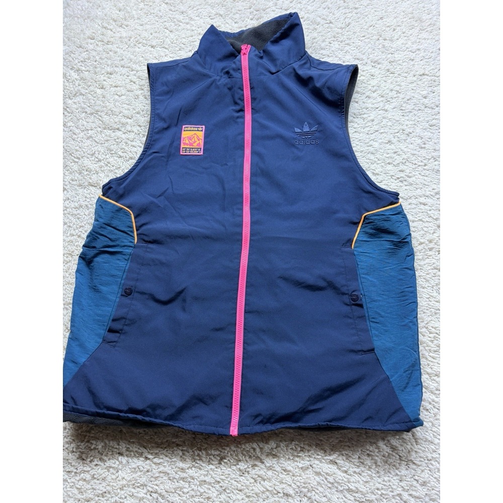 Adidas Originals Reversible Full-Zip Vest Mens M Multicolor Button Snap Pockets